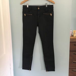 Zara coated skinny jeans with ankle zippers